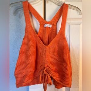 Jolie&Joy Orange Crochet Crop Top Size X-Large